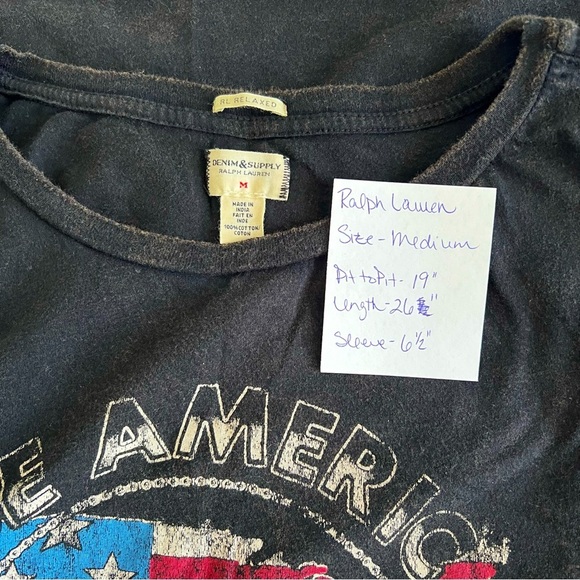 Ralf Lauren Relaxed US Flag Motorcycle T-Shirt - Picture 6 of 8